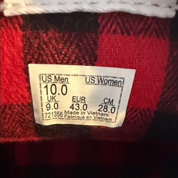 Vans Men's Tan High-Top Sneakers Limited Edition Red and Black Flannel Size 10 - Picture 6 of 7